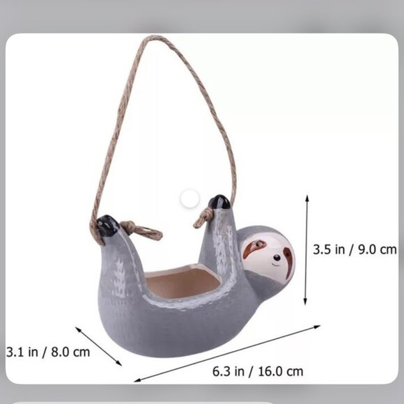 Sloth Hanging Planters Flower Ceramic Pot - Picture 2 of 4